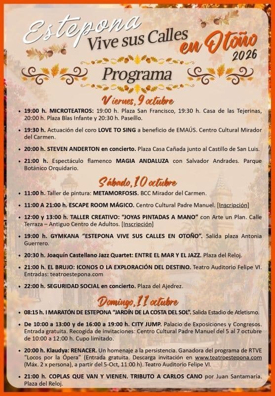 ‘Estepona Vive sus Calles’ vuelve en otoño con Seguridad Social, atracciones infantiles y más de una decena de actividades culturales