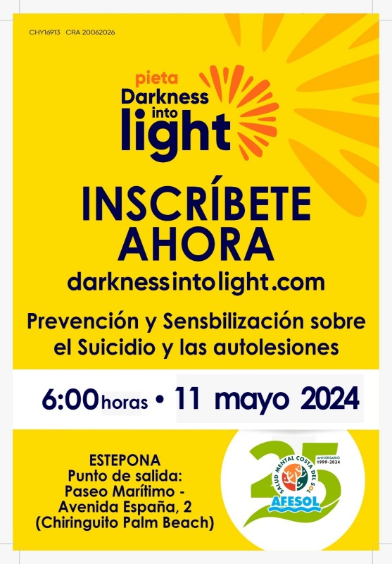 Estepona se suma este sábado a la marcha solidaria ‘Darkness into Light’ para ayudar a personas en riesgo de suicidio