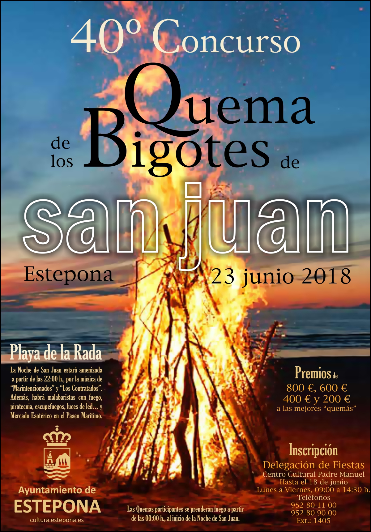 Foto El Ayuntamiento abre el plazo de inscripción para el Concurso “Quema de los Bigotes de San Juan” Estepona 2018, en su 40 Aniversario